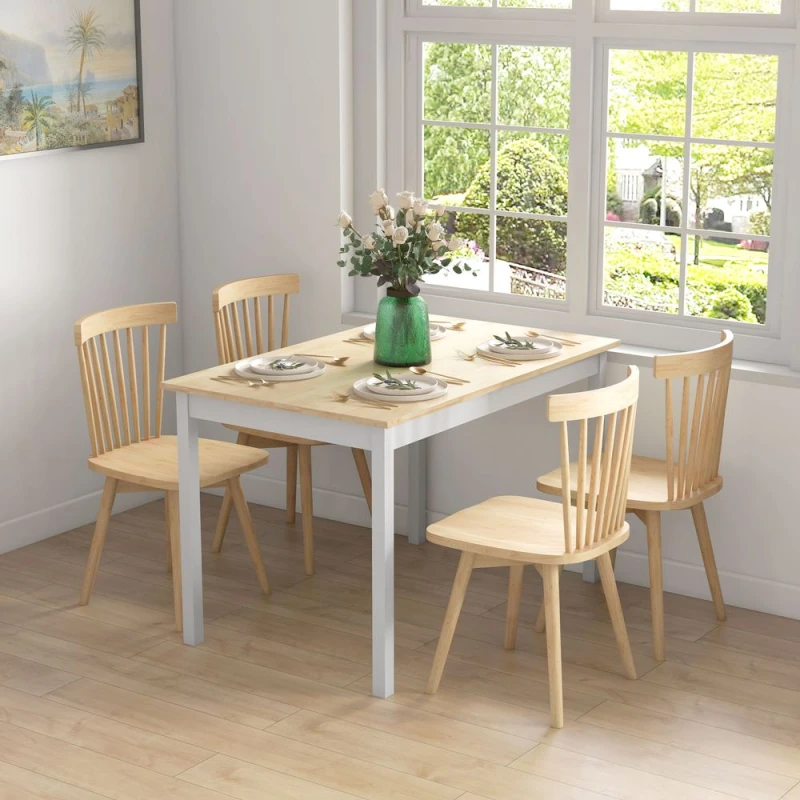 Image of HOMCOM Dining Table Farmhouse Kitchen Table w/ Wood Frame for Dining Room - Homcom 5056725513016