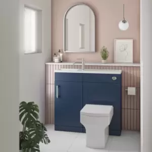 image of 900mm Blue Cloakroom Toilet and Sink Unit with Chrome Fittings - Ashford