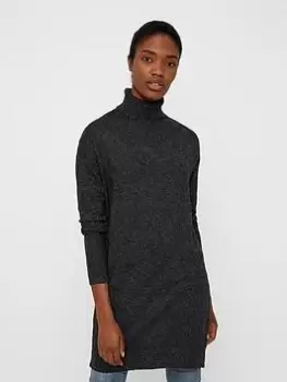 image of Vero Moda Rollneck Knitted Tunic Dress - Black, Size L, Women