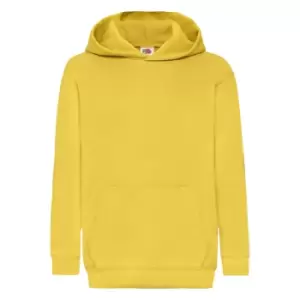 image of Fruit Of The Loom Childrens Unisex Hooded Sweatshirt / Hoodie (12-13) (Sunflower)