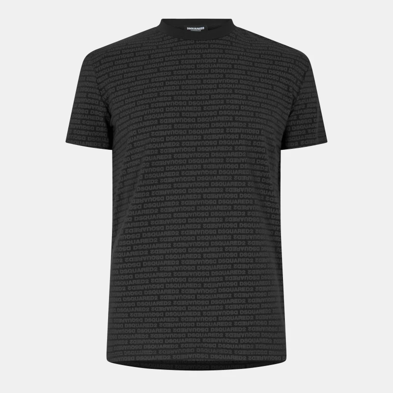 Image of DSquared2 Mens All Over Logo T-Shirt Black male XL