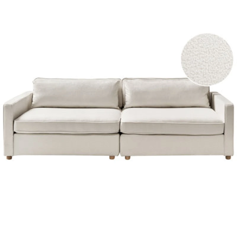 Image of Beliani Sofa 3 Seater Vinstra Boucle Off-White