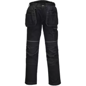 Image of Portwest T602 - Black 30 Regular PW3 Holster Work Trousers Combat Cargo Pants - Black