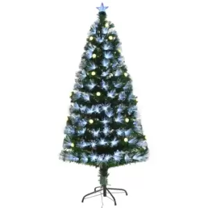 image of HOMCOM HOMCM 5ft White Light Artificial Christmas Tree w/ 180 LEDs Star Topper Tri-Base Full Bodied Seasonal Decoration Pre-Lit Home