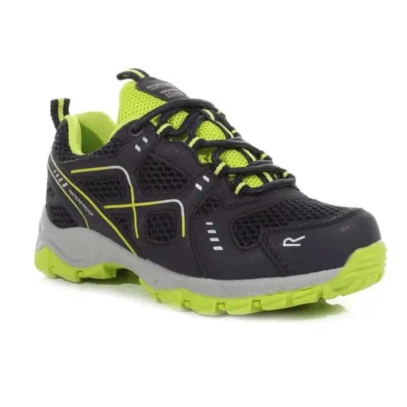 Image of Regatta Boys Vendeavour Waterproof Lace Up Walking Shoes UK Size 1 (EU 33) Navy/LmePnch RKF785B-9TD-1