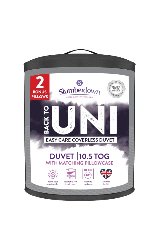 Image of Slumberdown Slumberdown Back to Uni Embossed Waffle 10.5 Duvet, 2 Medium Pillows in Grey Size: King Grey King Unisex 5061016121436
