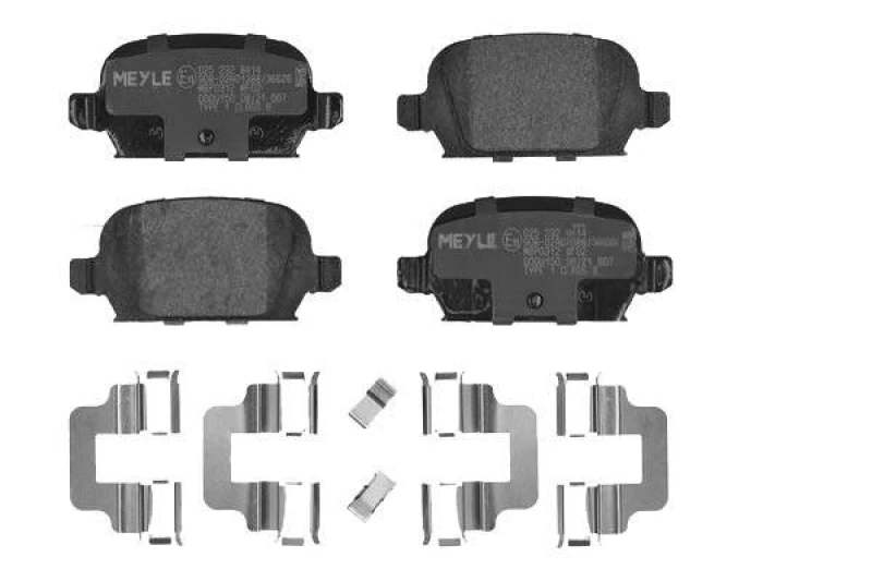 Image of MEYLE 025 232 8414 Brake pad set Rear Axle, with acoustic wear warning, with accessories, Original Quality, with anti-squeak plate Brake Pad Set,disc