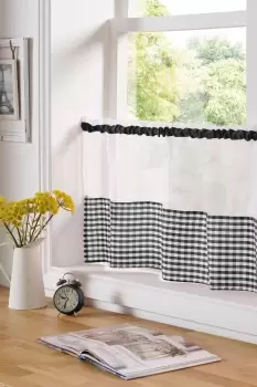 Image of Gingham Cafe Curtain Panels - Size: 59x24" - Black