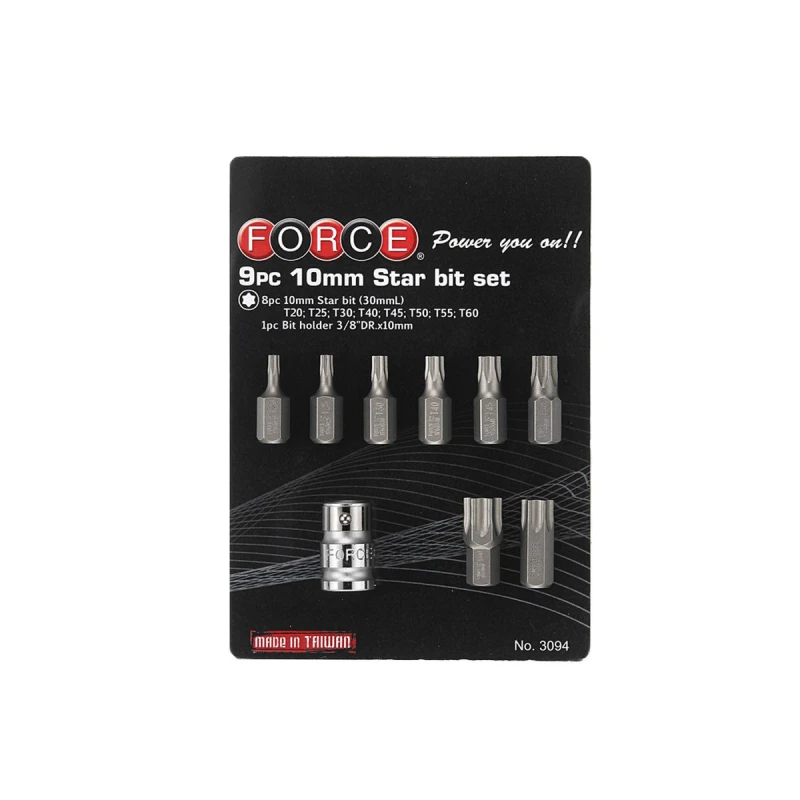 Image of FORCE 3094 Screwdriver Bit Set Number of tools: 9, Display (box) Screwdriver Bit Set (6625)