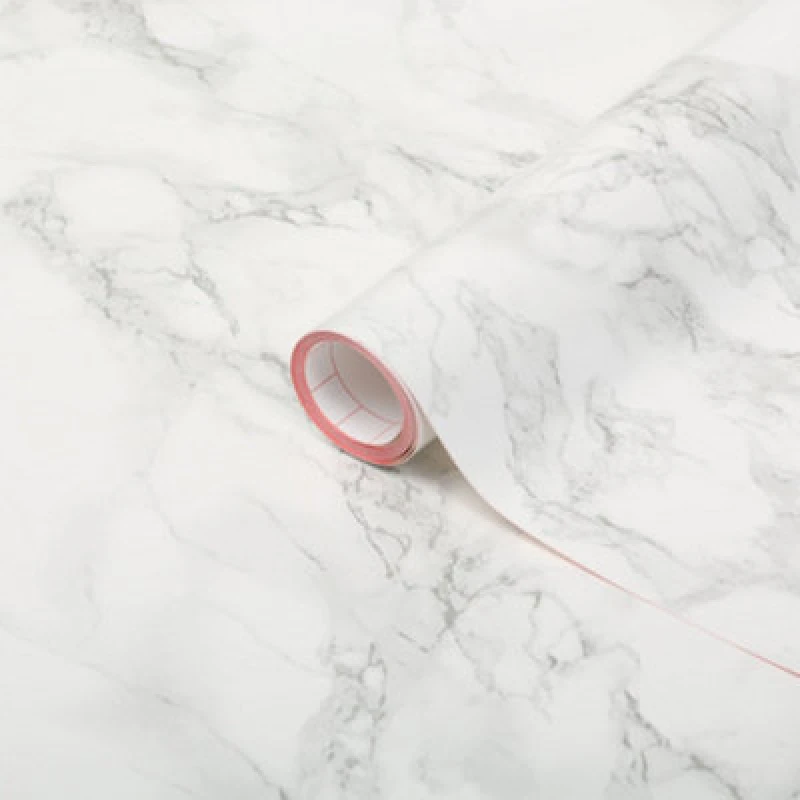 Image of D-C-Fix Mid Sheen White & Grey Marble Effect Self-Adhesive Film (L)2.1M (W)900mm