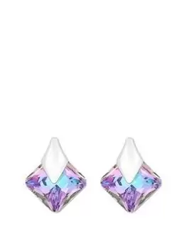 image of Jon Richard Silver Plated Vitrail Princess Cut Stud Earrings