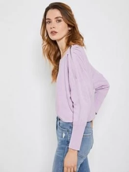 Image of Mint Velvet Zip Batwing Jumper - Lilac, Purple, Size XS, Women