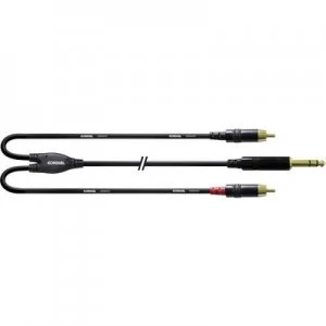 Image of Cordial CFY 3 VCC Audio/phono Y adapter [1x Jack plug 6.35mm - 2x RCA plug (phono)] 3m Black