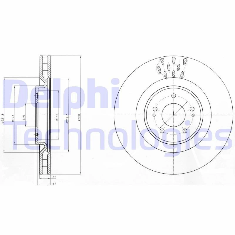 Image of DELPHI Brake disc DELPHI BG9072C