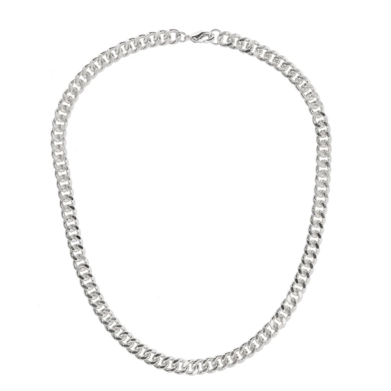 Image of Fabric Curb Chain Necklace - Silver Silver One Size