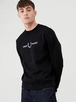 Image of Fred Perry Graphic Sweatshirt - Black, Size 2XL, Men