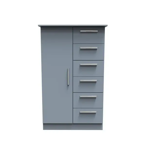 Image of Other Contrast 1 Door 5 Drawer Kids Robe Wardrobes Medium Blue 84289718130