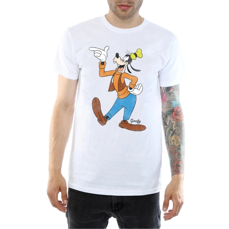Image of Disney Men Classic Goofy T-Shirt in White Size: Small White S Male 5057068059117