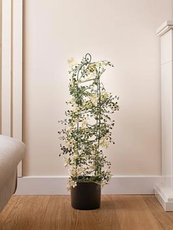 Image of Artificial Climbing Obelisk Plant in Black Plastic Plant Pot