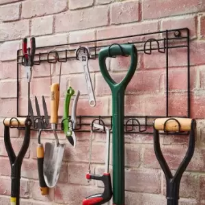 Image of House of Home 11 Hook Two Tier Tool Holder - Steel Frame In Black Finish