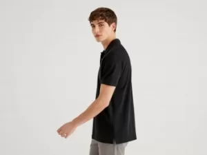 image of Benetton, Regular Fit Black Polo, taglia M, Black, Men