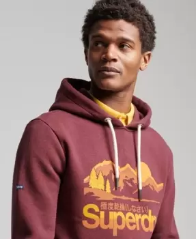 Image of Superdry Mens Core Logo Great Outdoors Hoodie Red / Deepest Burgundy Grit - Size: XL