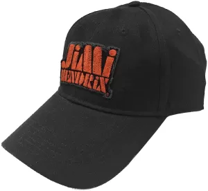 image of Jimi Hendrix - Orange Stencil Logo Mens Baseball Cap - Black