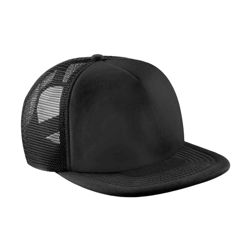 Image of Beechfield Vintage Snapback Mesh Trucker Cap in Black Unisex One Size