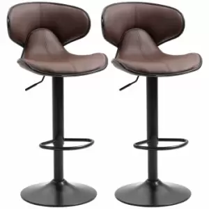 image of HOMCOM Adjustable Swivel Bar Stools Set Of 2 Brown