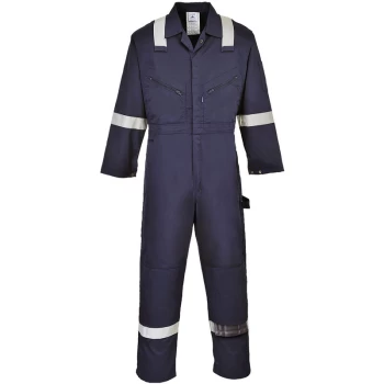 Image of F813 - Navy Sz 4XL Iona Coverall Boiler Suit Hi Vis Bands - Portwest