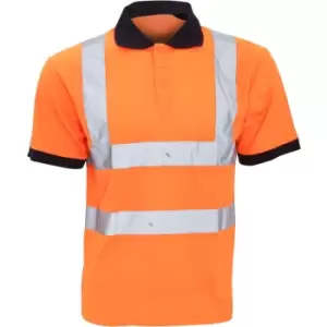 Image of Hi-Vis Short Sleeve Polo Shirt / Mens Workwear (Pack of 2) (m) (Hi Vis Orange) - Hi Vis Orange - Yoko