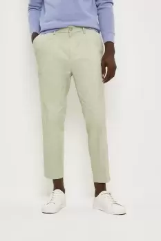 Image of Mens Slim Fit Light Green Pleat Front Smart Chinos