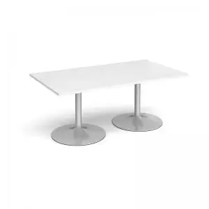 Image of Trumpet base rectangular boardroom table 1800mm x 1000mm - silver base