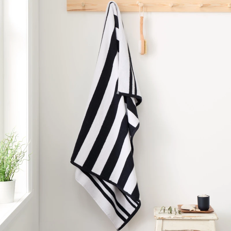 Image of Bianca Reversible Stripe Jacquard Towels Black