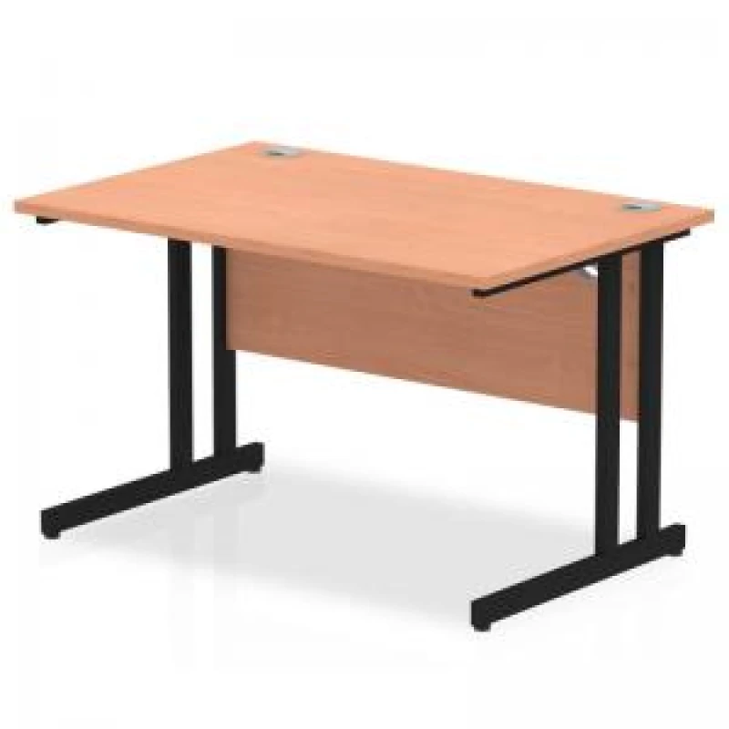 Image of Impulse 1200 x 800mm Straight Desk Beech Top Black Cantilever Leg MI003193