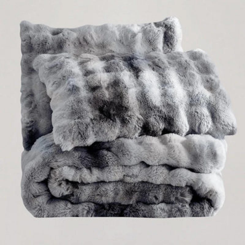 Image of Sweet Dreams White Bubble Faux Rabbit Fur Duvet Cover And Pillowcase Set Double