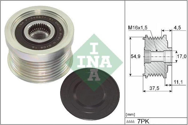 Image of Alternator clutch pulley INA 535 0349 10