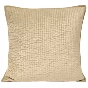 image of Brooklands Quilted Velvet Cushion Champagne, Champagne / 55 x 55cm / Cover Only