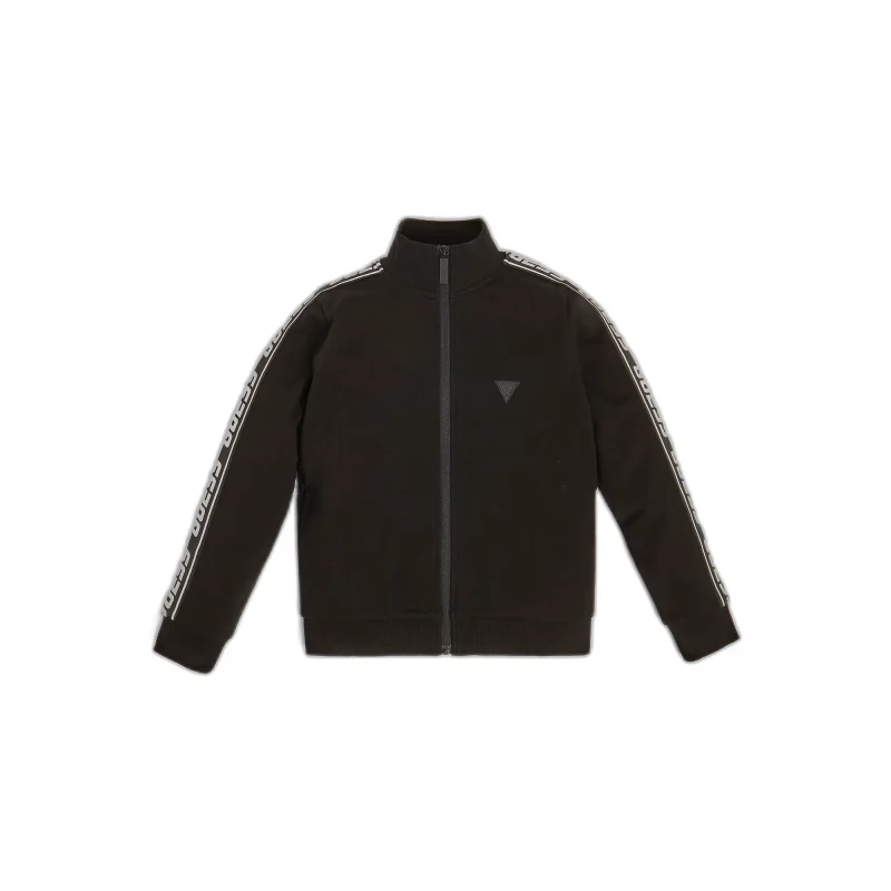 Image of Guess Long Sleeve Zip Sweatshirt Juniors - Black One Size