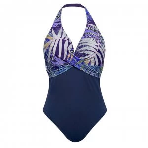 image of Figleaves Underwired Twist Front Swimsuit - ULTRAVIOLET