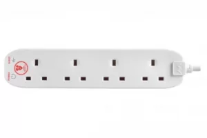 Image of Masterplug 4 Gang 4m 13A White Surge Protected Extension Lead Plastic