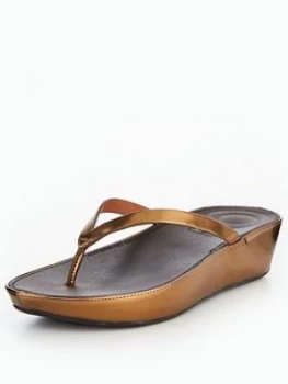 Image of FitFlop Linny Toe Thong Sandal Bronze Bronze Size 4 Women