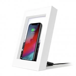 Image of Twelve South PowerPic Picture Frame Stand with integrated 10W Qi Charger for iPhone / Wireless Charging Smart Phones (white)