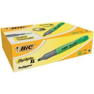 image of Bic Marking Highlighter XL Pen shaped Highlighter Pen Green Pack of 10