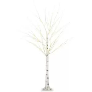 Image of Pre-Lit Artificial White Birch Tree with 96 LED Lights 5ft, white