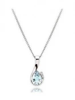 image of Beaverbrooks 9Ct White Gold Diamond Aquamarine Pendant