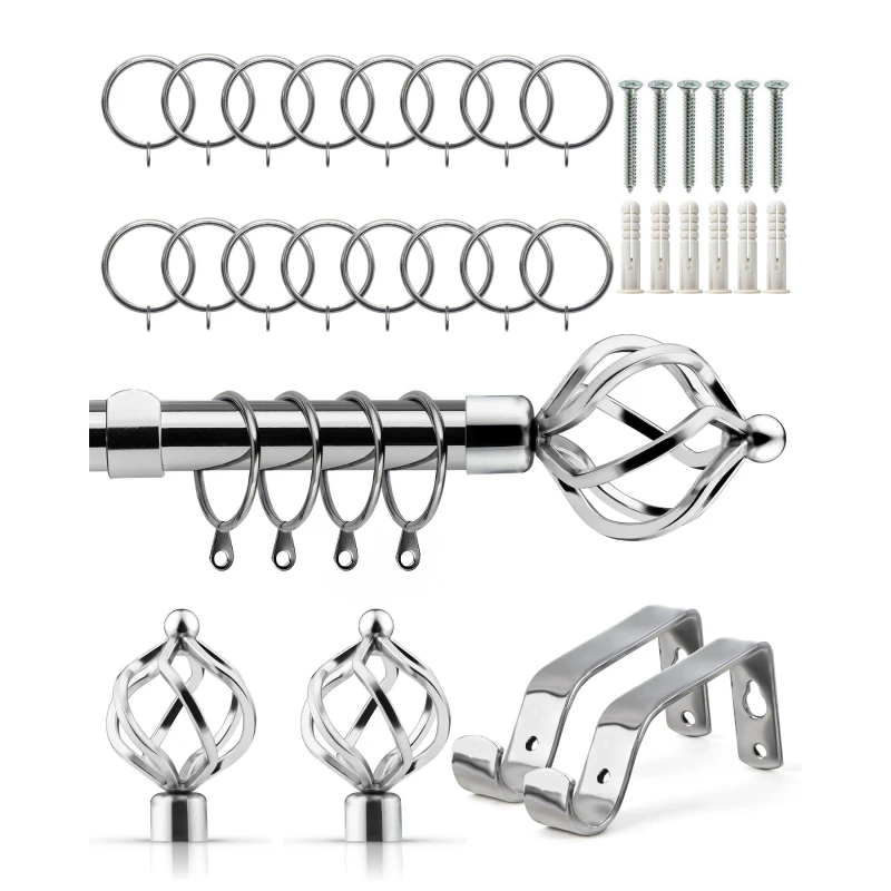 Image of Emma Barclay Bird Cage - Extendable Curtain Pole with rings Curtain Poles 120-210cm Silver 41681311000