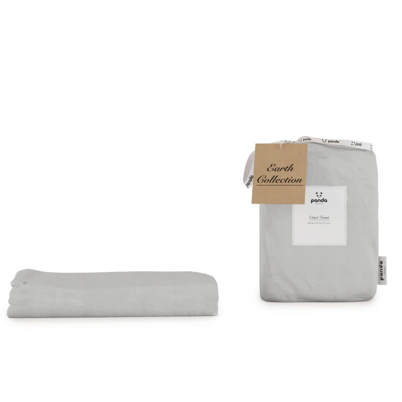 Image of Panda London Panda Bamboo & French Linen Fitted Sheet in Mid Grey Size: Super King Mid Grey Unisex Super King