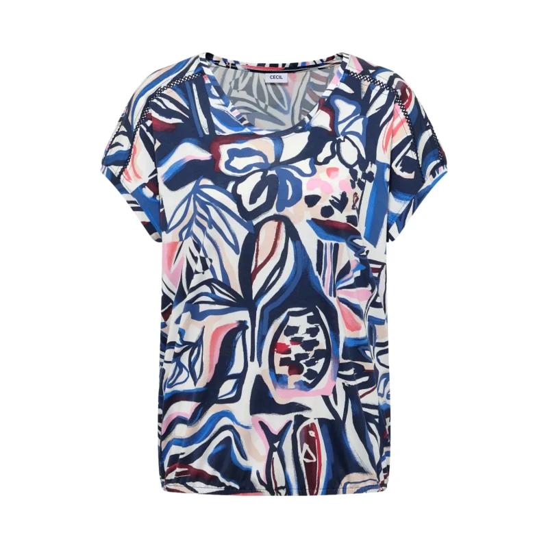 Image of cecil Womens T-Shirt Cecil TOS Multi AOP Bleu Female S