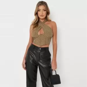 image of Missguided Front Halter Neck Corset Top Check - Multi